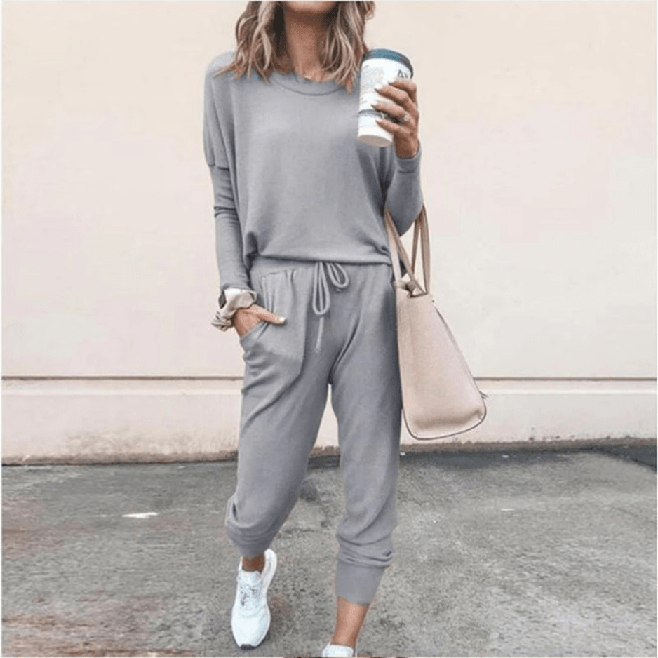 Levoire | Large et Confort Femme Ensemble de Sport Gris clair