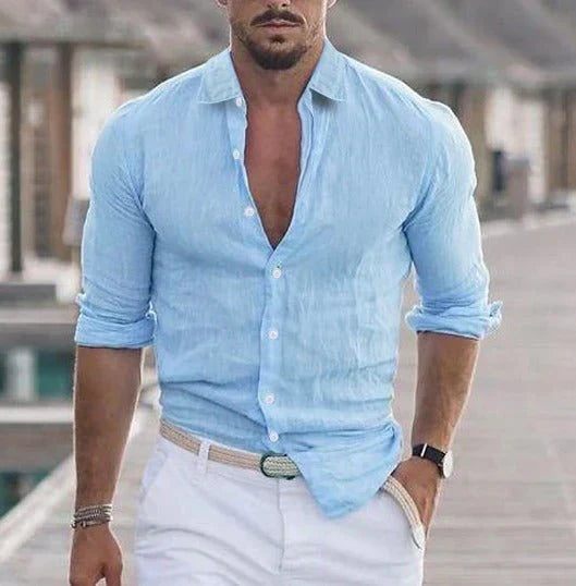 Levoire | Chemise En Lin Pur Pour L'Été Bleu
