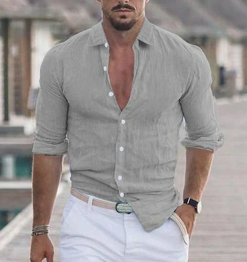 Levoire | Chemise En Lin Pur Pour L'Été Gris