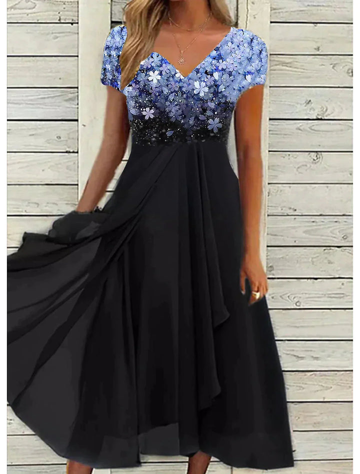 Levoire | Robe Midi Pour Femmes Avec Imprimé Floral Pour L'Été Bleu