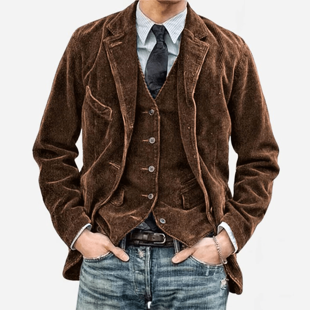 Levoire | Veste Homme Velours Côtelé Veste Pour Homme Design Classique & Élégant Braun