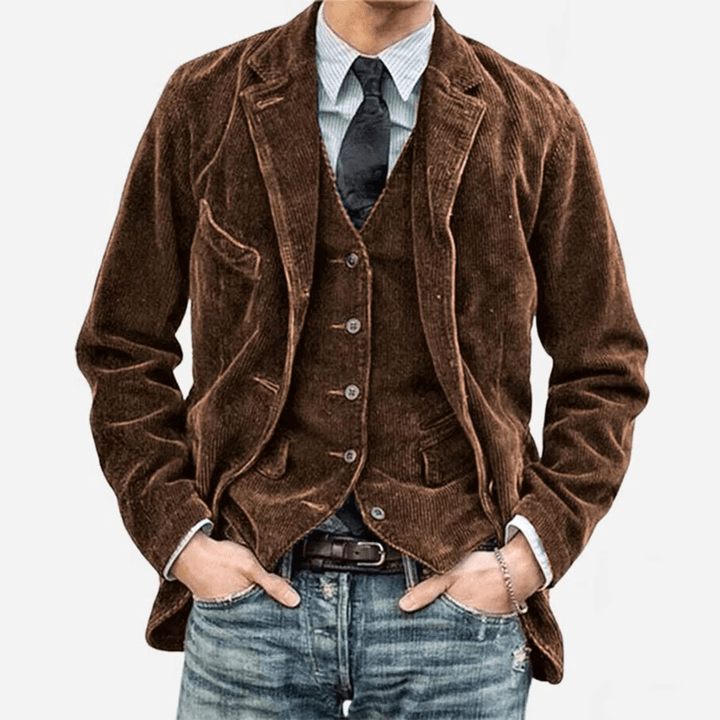 Levoire | Veste Homme Velours Côtelé Veste Pour Homme Design Classique & Élégant Braun