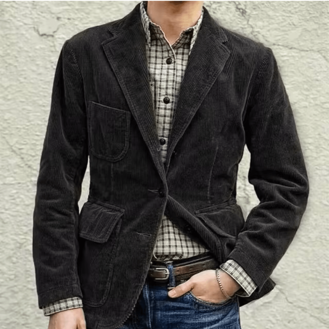 Levoire | Veste Homme Velours Côtelé Veste Pour Homme Design Classique & Élégant Noir