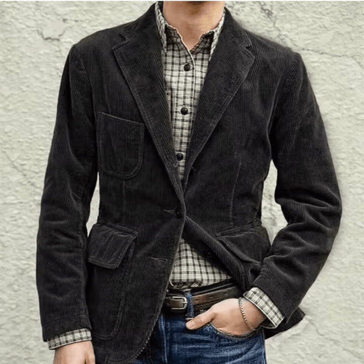 Levoire | Veste Homme Velours Côtelé Veste Pour Homme Design Classique & Élégant Noir