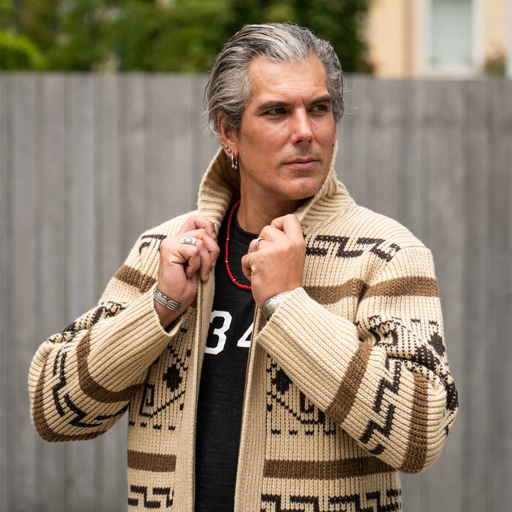 Levoire | Viininkorjuu Jacquard Pull Homme Veste avec Fermeture Éclair