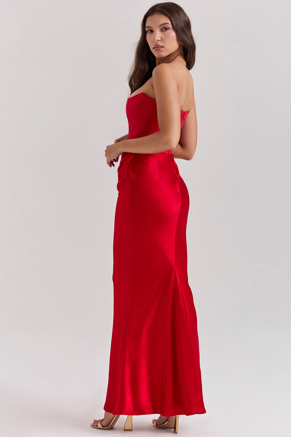 Levoire | Robe Maxi Corset Sans Épaules En Satin Pour Femmes