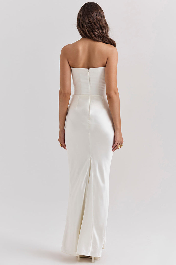 Levoire | Robe Maxi Corset Sans Épaules En Satin Pour Femmes