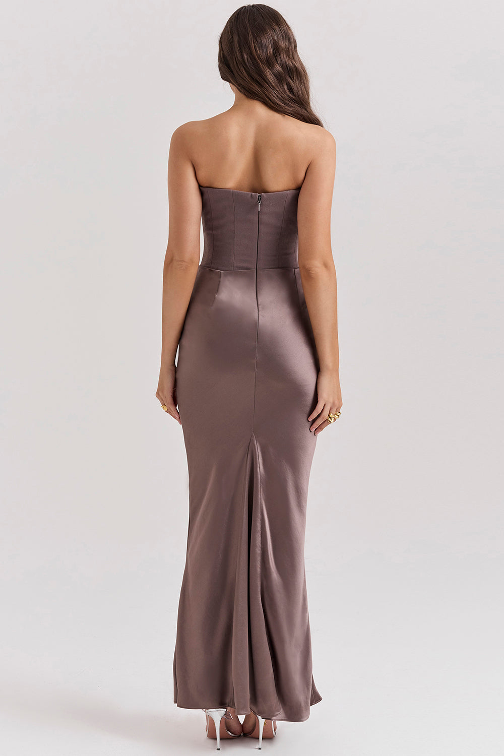 Levoire | Robe Maxi Corset Sans Épaules En Satin Pour Femmes