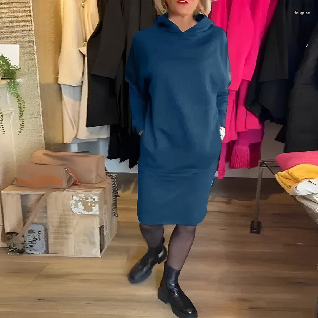 Levoire | Robe unie avec capuche et poches Bleu
