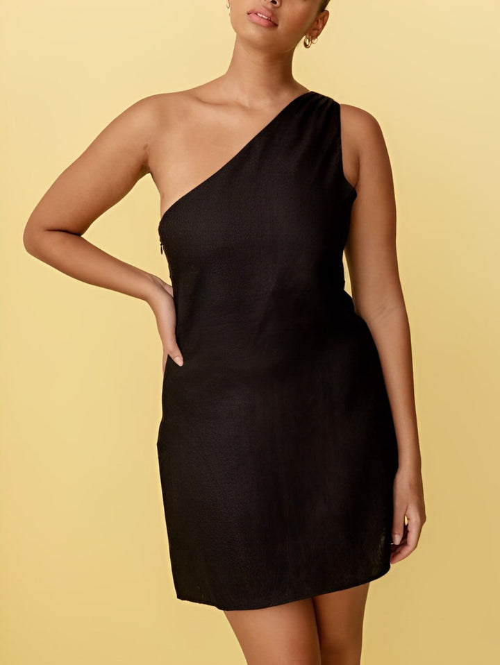 Levoire | Robe À Épaule Unique Pour Femme Ella Noir