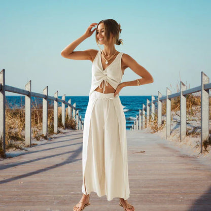 Levoire | Femme costume d'été deux pièces décontracté - Abricot