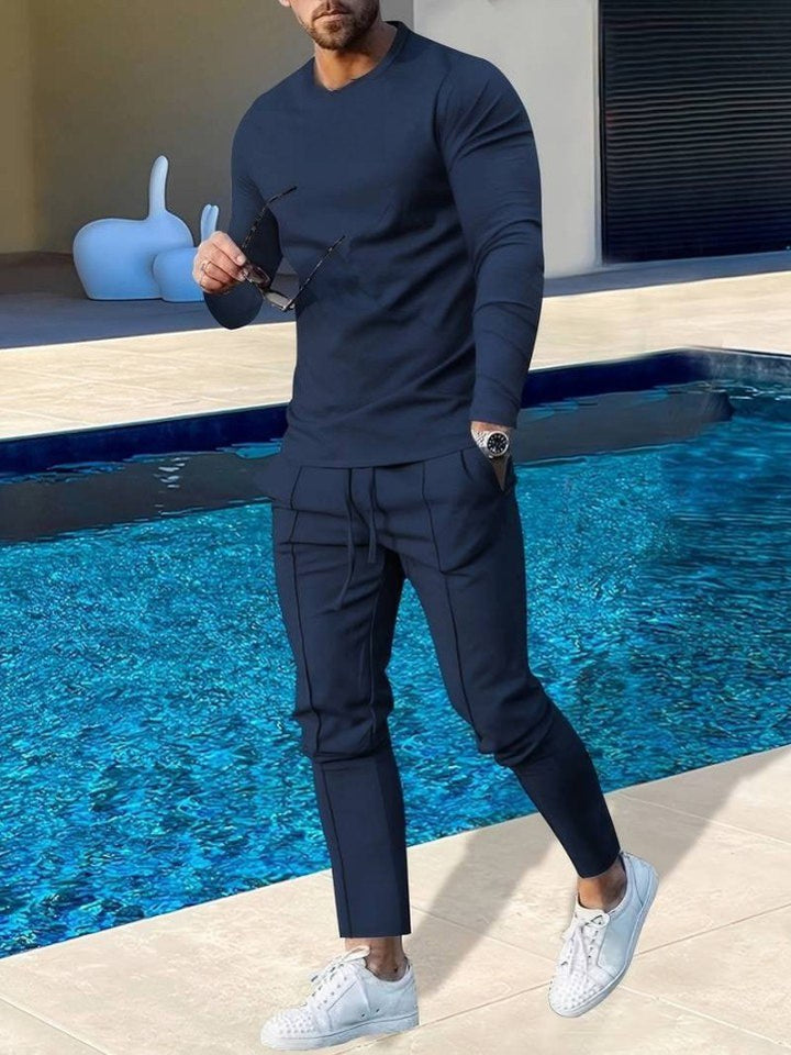 Levoire | Ensemble léger de pull et de pantalon pour hommes Bleu foncé