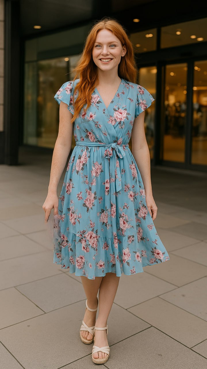 Levoire | Robe élégante à fleurs avec une touche féminine Bleu