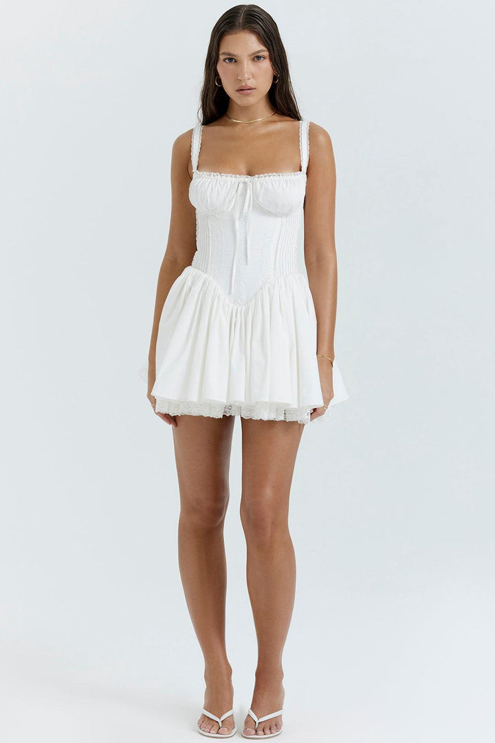 Levoire | Robe Élégante Corset Sans Épaule Blanc