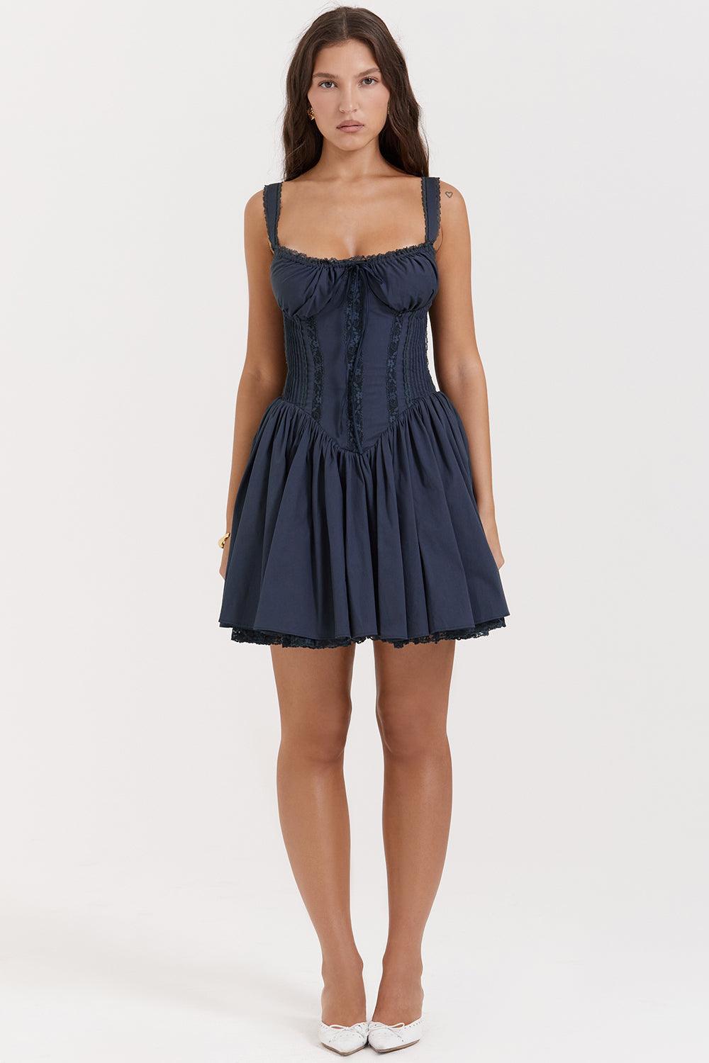 Levoire | Robe Élégante Corset Sans Épaule Gris d'avoine