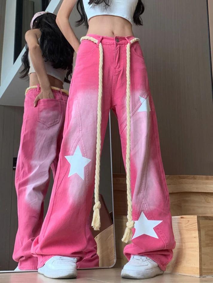 Levoire | Jean Boyfriend À Motifs Étoiles Roses Rosa