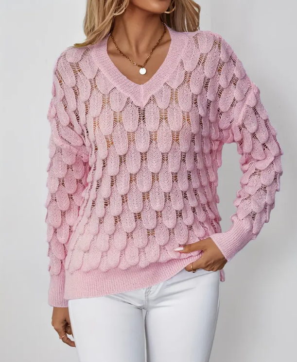 Levoire | Pull Classique En Tricot À Col En V Rosa
