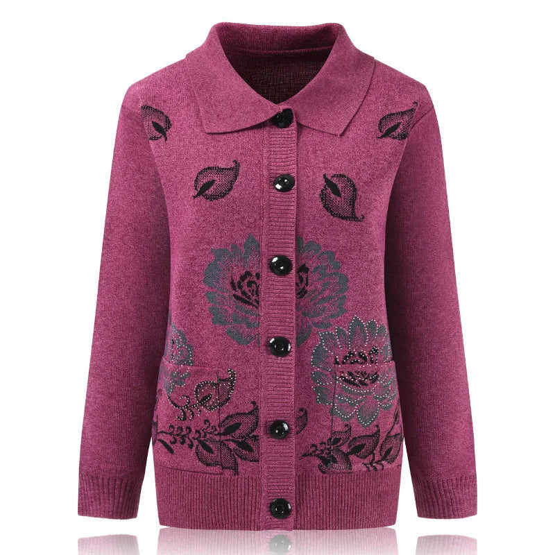 Levoire | Veste En Tricot Élégante Avec Broderie De Fleurs Rosa Une taille