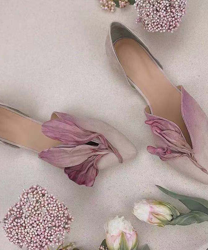 Levoire | Ballerines en dentelle fleur de rose