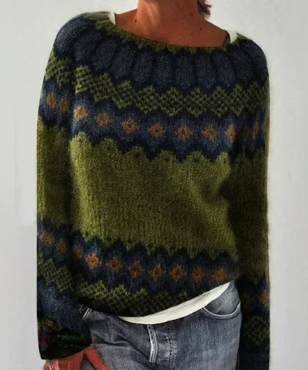 Levoire | Confortable Tricot Fair Isle Vert foncé (Presque épuisé)