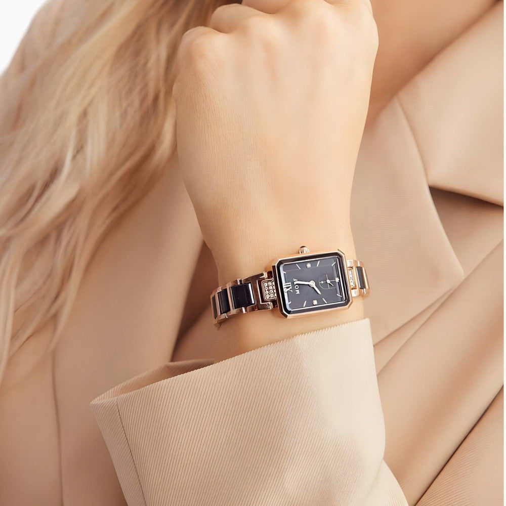 Levoire | Or Noir Montre Rectangulaire
