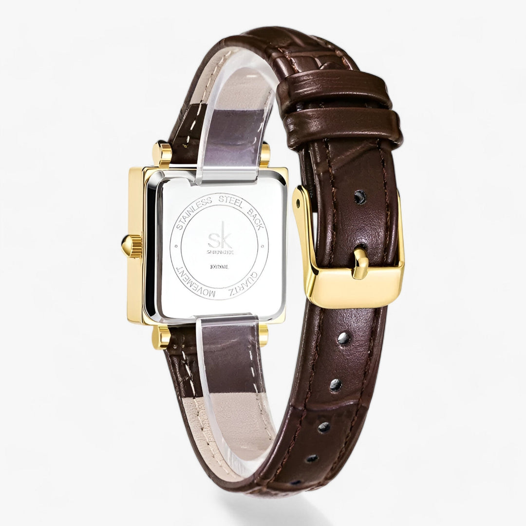 Levoire | Quatrième Carré Montre Femme Avec Bracelet En Cuir