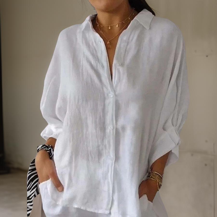Levoire | Élégante Chemise En Lin Blanc
