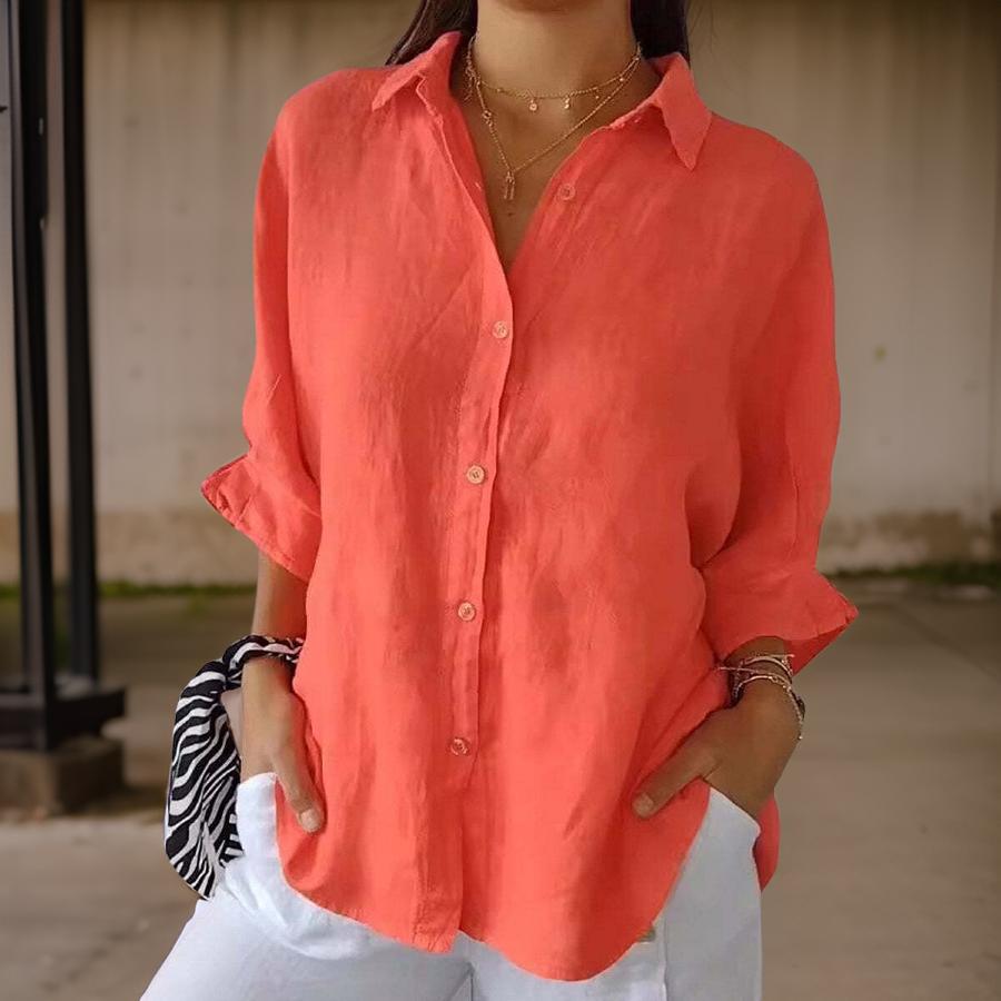 Levoire | Élégante Chemise En Lin Orange