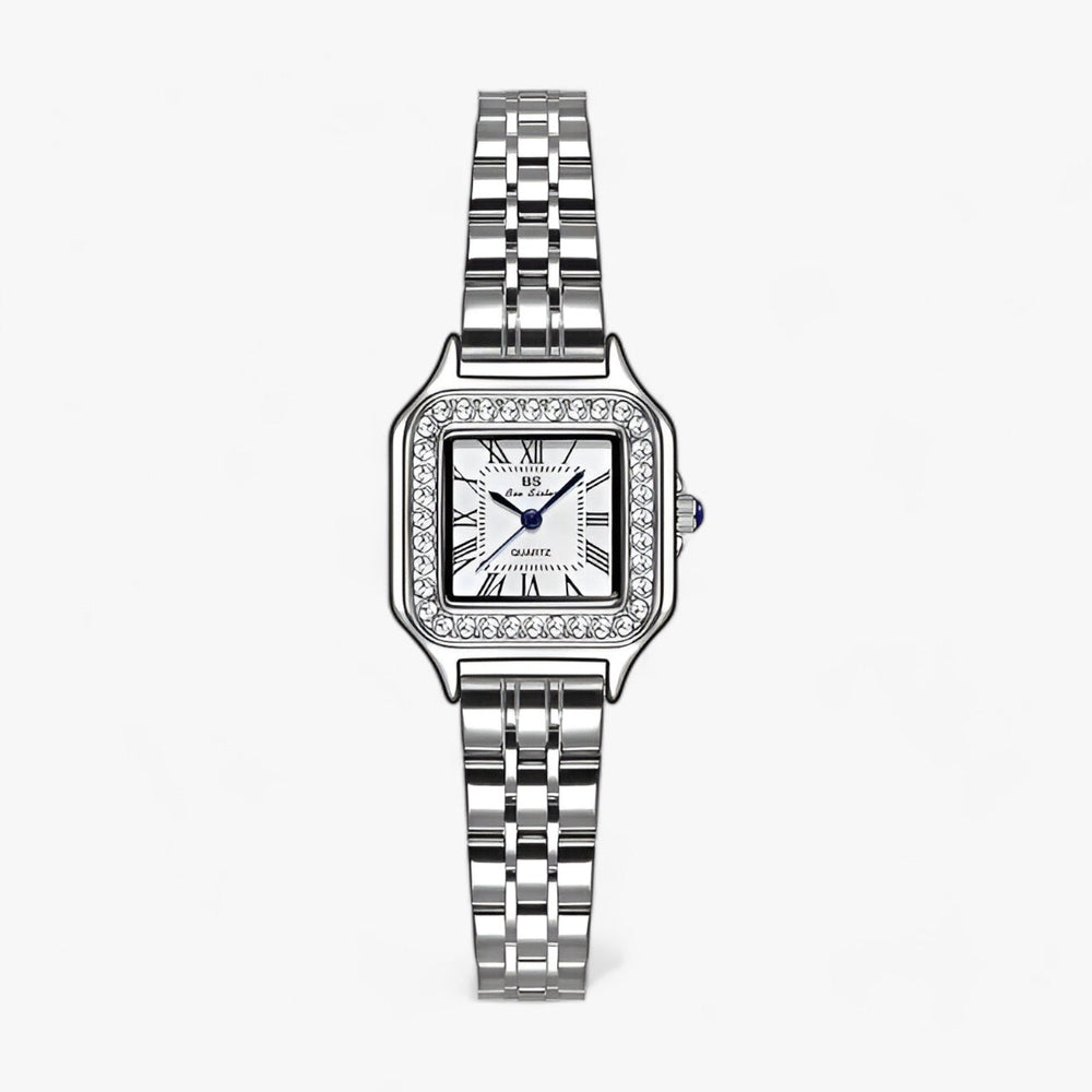 Levoire | Montre Carrée Élégante Cristaux Argent