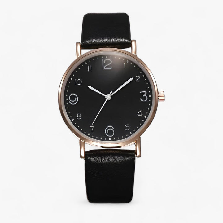 Levoire | Montre Ronde Avec Bracelet En Cuir Noir