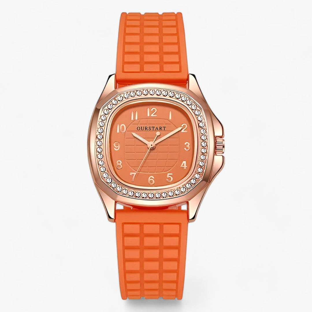 Levoire | Montre En Diamant Bracelet En Silicone Or Rose Orange