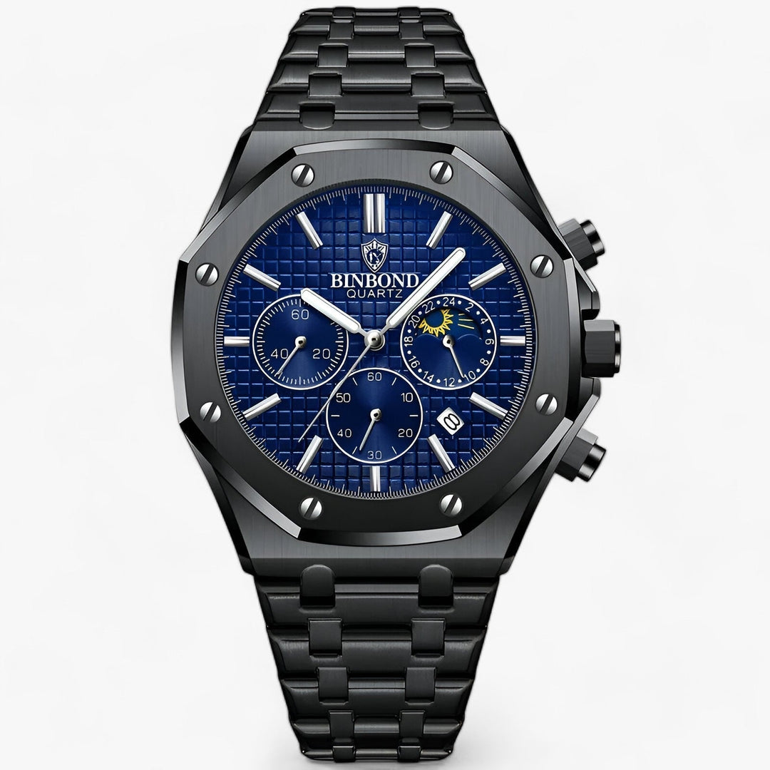 Levoire | Montre Ronde Durable En Acier Inoxydable Noir Bleu