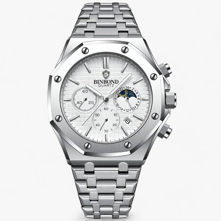 Levoire | Montre Ronde Durable En Acier Inoxydable Argent Blanc
