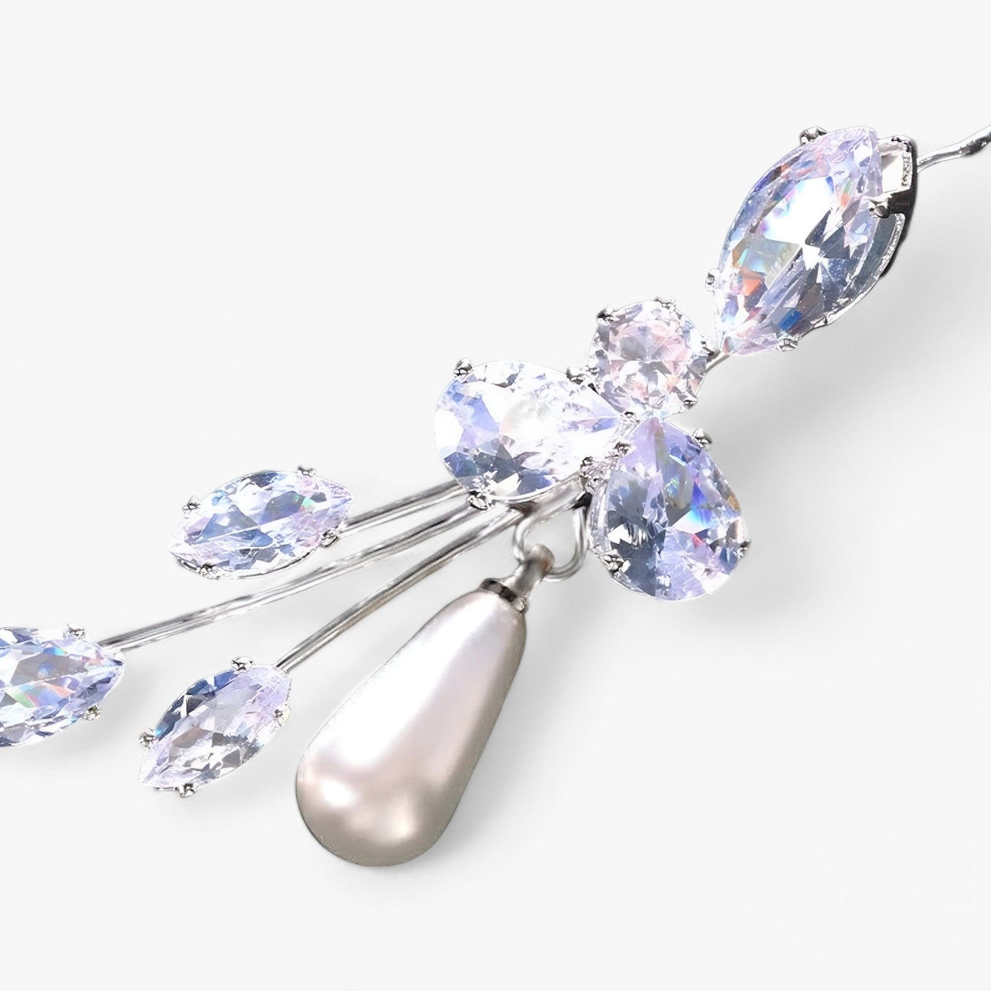 Levoire | Brautblatt Boucles D'Oreilles Avec Zircon Et Perles Artificielles