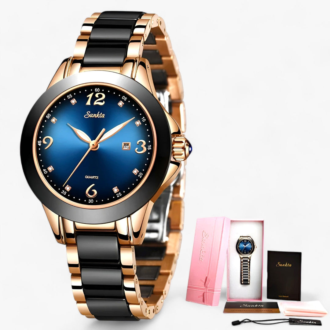 Levoire | Montre Ronde En Céramique Rose dorée bleue