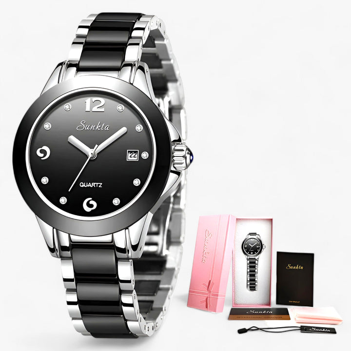 Levoire | Montre Ronde En Céramique Argent Noir