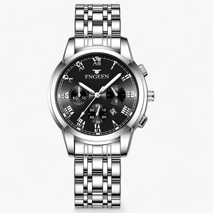Levoire | Montre Ronde En Acier Inoxydable Argent Noir