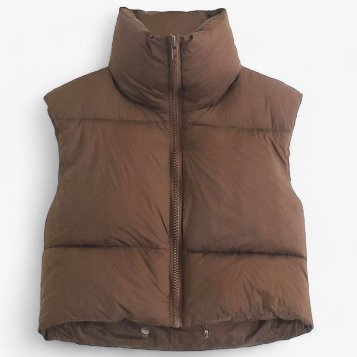 Levoire | Gilet Sans Manches Col Montant Zippé Chaud Braun