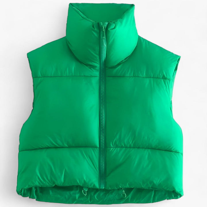 Levoire | Gilet Sans Manches Col Montant Zippé Chaud Vert