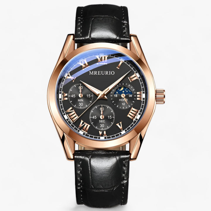 Levoire | Montre Pour Hommes Avec Bracelet En Cuir Luxueux Noir