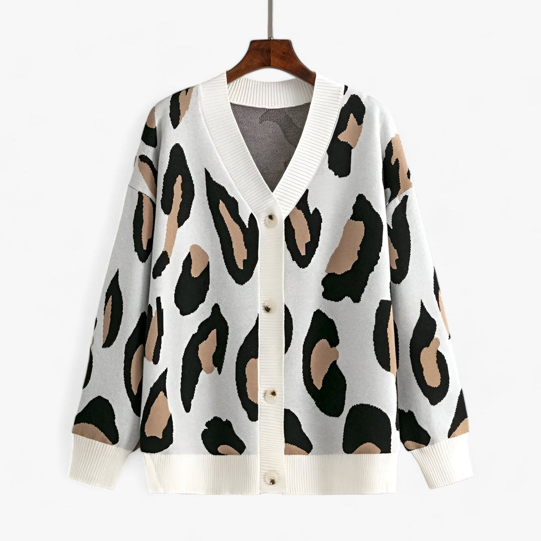 Levoire | Veste en tricot à manches longues à col en V avec bouton Noir