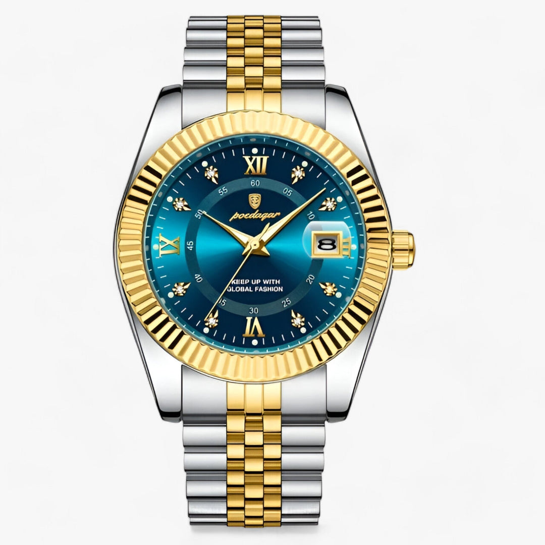 Levoire | Montre Ronde Pour Hommes En Acier Inoxydable 910 Doré Bleu