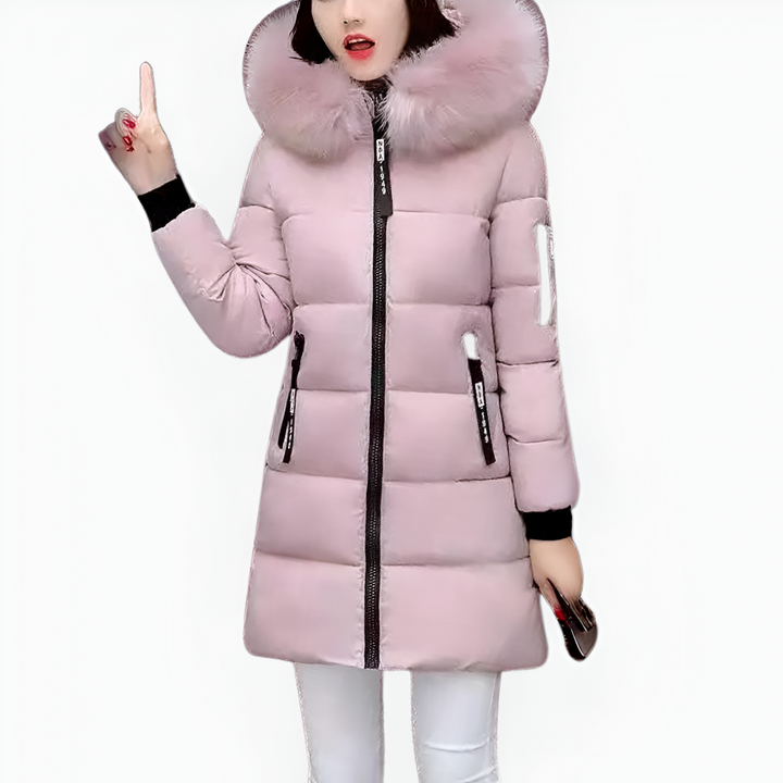 Levoire | Long Women'S Jacket With Hood For Everyday Use Rosa