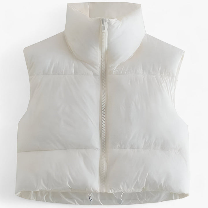 Levoire | Gilet Sans Manches Col Montant Zippé Chaud Blanc