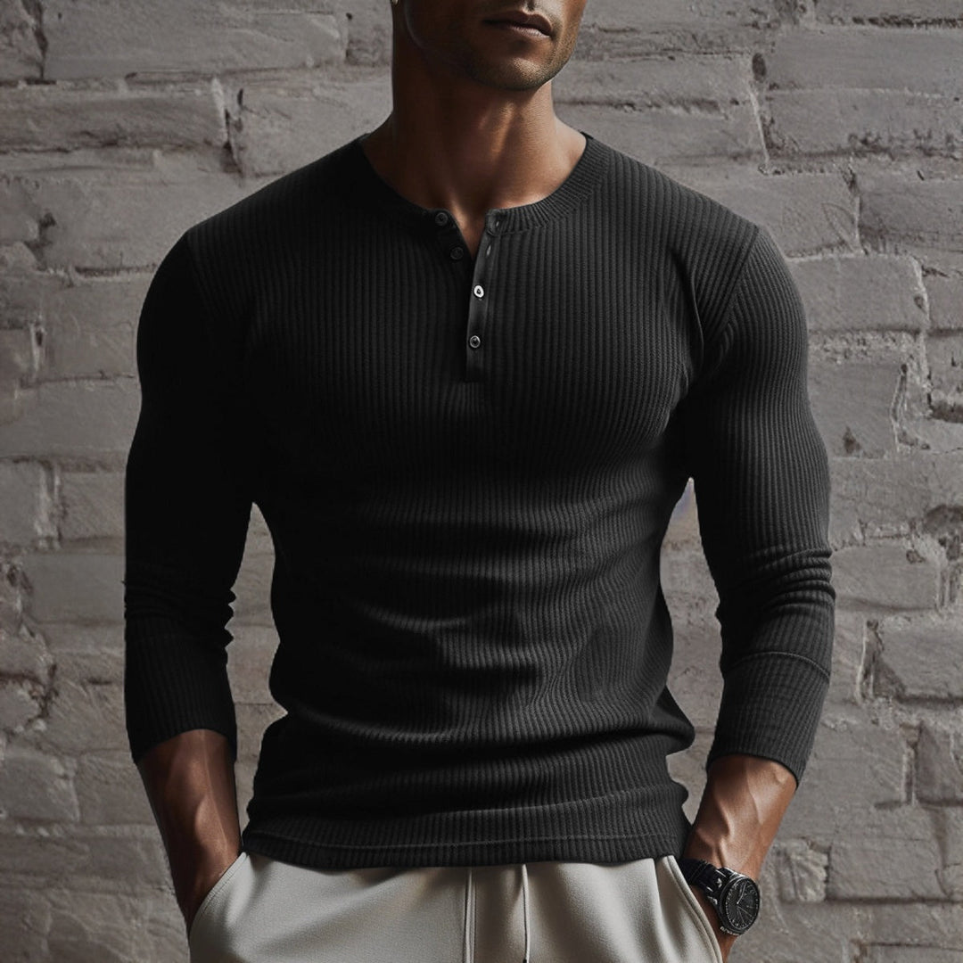 Levoire | Classique Pull Bouton Pour Hommes Noir