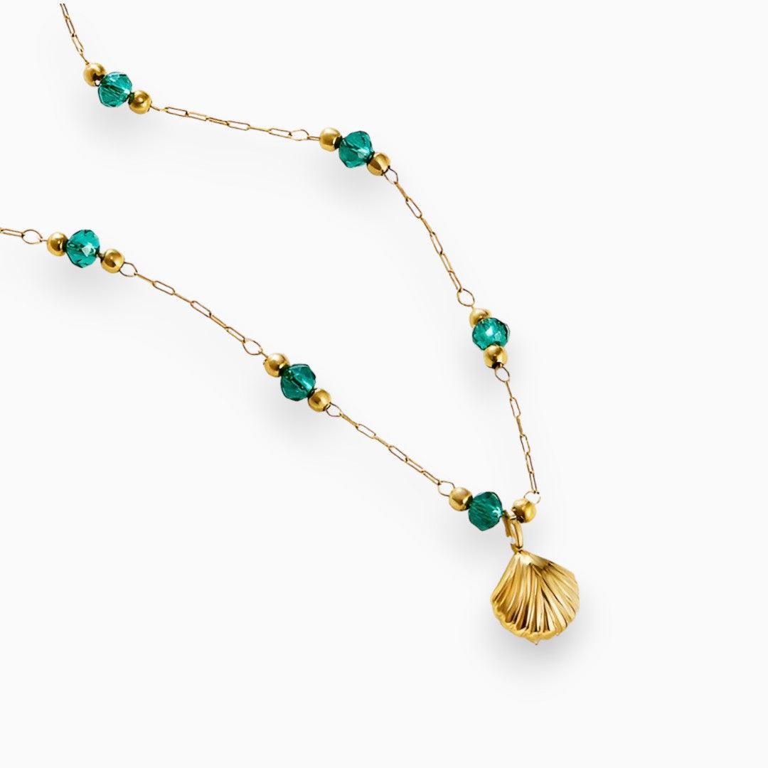 Levoire | Vert Or Coquillage Cristal Collier