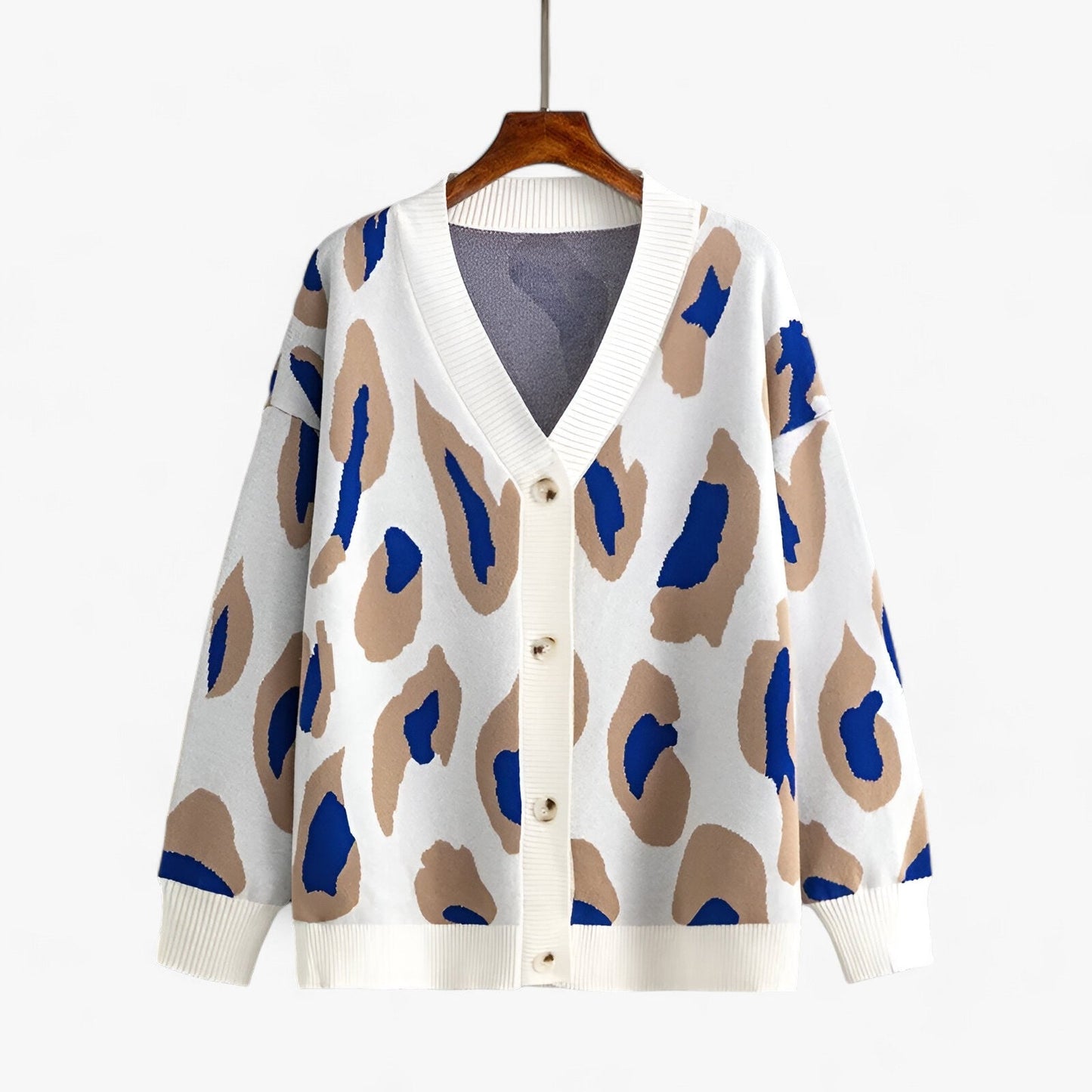 Levoire | Pull Ample À Col V À Manches Longues Avec Boutons Bleu