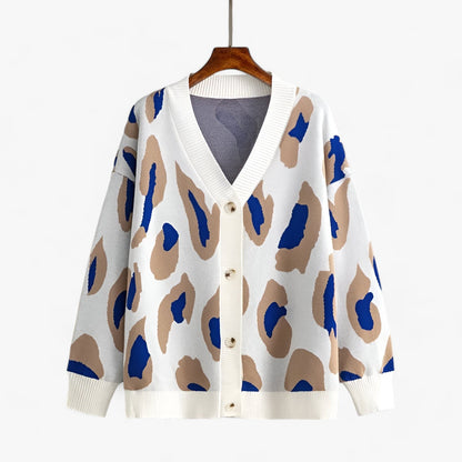 Levoire | Pull Ample À Col V À Manches Longues Avec Boutons Bleu