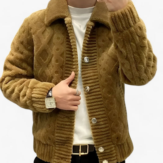 Levoire | Veste En Fleece Épaisse Avec Des Manches Longues Et Des Boutons Khaki