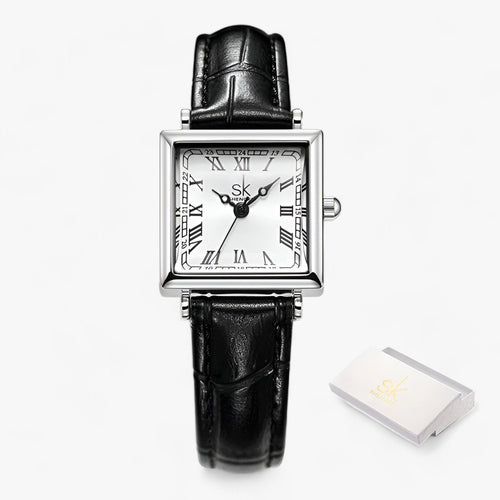 Levoire | Quatrième Carré Montre Femme Avec Bracelet En Cuir